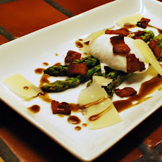 Grilled Asparagus Salad - Bacon, Parmigiano, Poached Egg, Balsamic