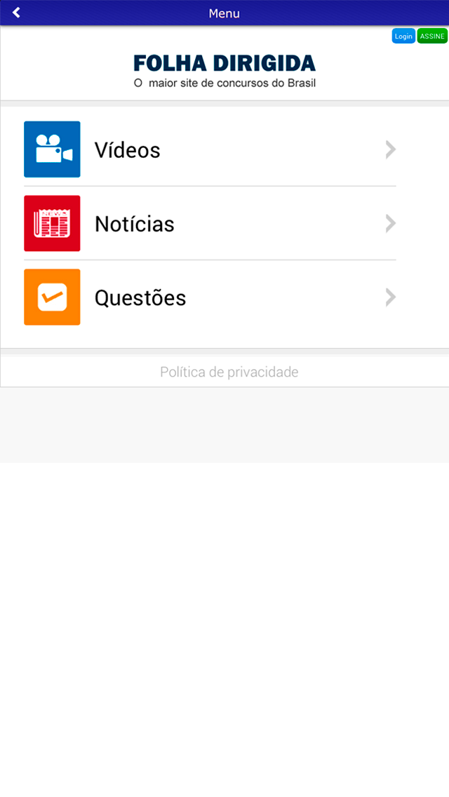 Android application Folha Dirigida screenshort