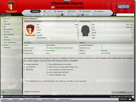 Football Manager 2009 Press Conference