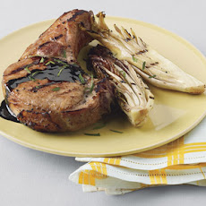 Quick-Brined Grilled Pork Chops with Treviso and Balsamic Glaze
