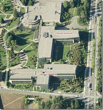 Birdseye view of Microsoft campus