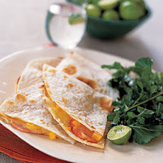 Canadian Bacon-and-Cheese Quesadillas with Arugula Salad