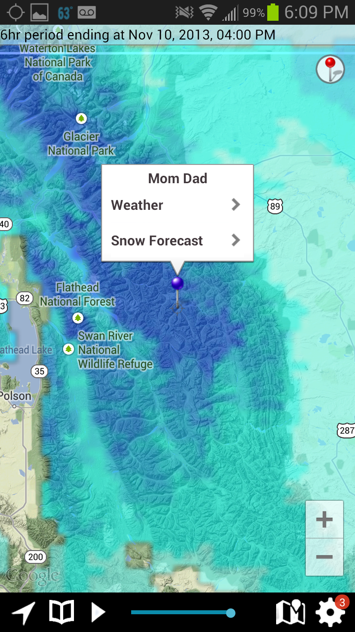 Android application NOAA Snow Forecast screenshort