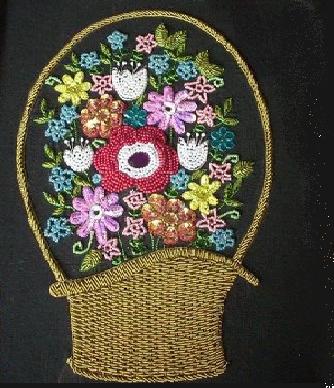 Bead Work-Basket of Flowers