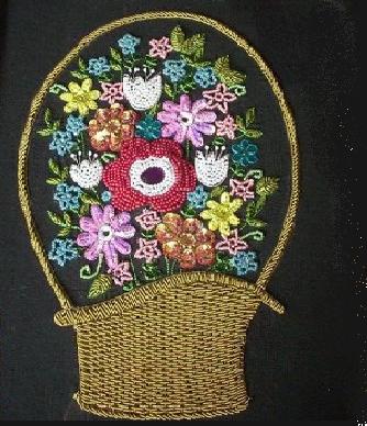 Outlines Of Flowers. Bead Work-Basket of Flowers