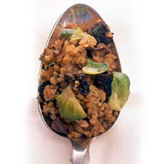 Bulgur Stuffing with Brussels Sprouts and Dried Mushrooms