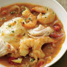 Cod-and-Shrimp Stoup with Salt-and-Vinegar Mashed Potatoes