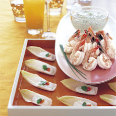 Perfectly Poached Shrimp with Green Goddess Sauce