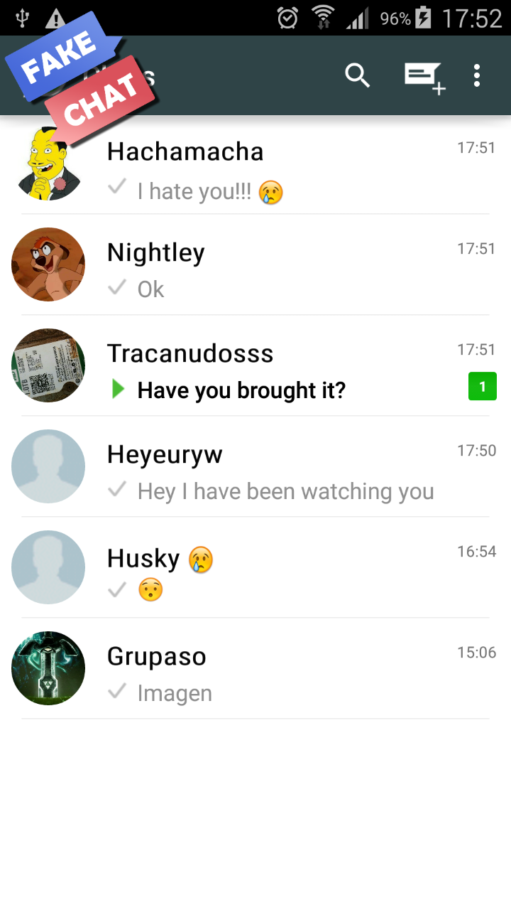 Android application Fake Chat Simulator screenshort
