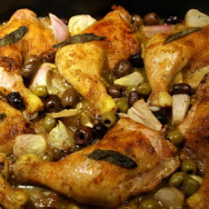 Chicken with Olives, Caramelized Onions, and Sage