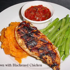 Cajun Cutlets With Sweet Potato Mash and Tomato Chilli Jam