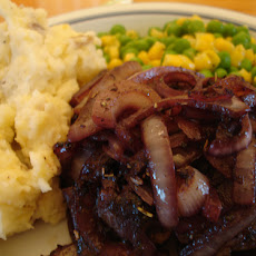 Steaks With Tangy Corn Relish and Super Cheese and Scallion Smas