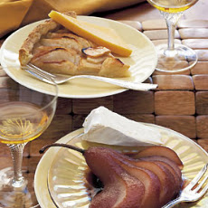 Wine- and Citrus-Poached Pears with Triple-Crème Cheese