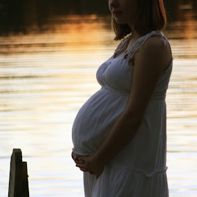 Thinking About Baby by Chuck Gant - Portrait & People Maternity ( water, girl, teen, pregnant, lake )