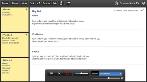 【免費娛樂App】Songwriter's Pad™ - Tablets-APP點子