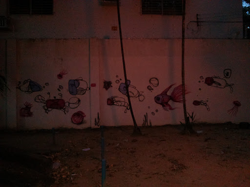 Grafite Peixes na Parede 