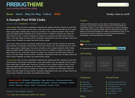 шаблон Firebug WordPress
