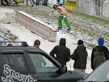 Mark Reininga at the Save The Snow rail jam in Fredonia, NY.  www.snowrev.com in full effect