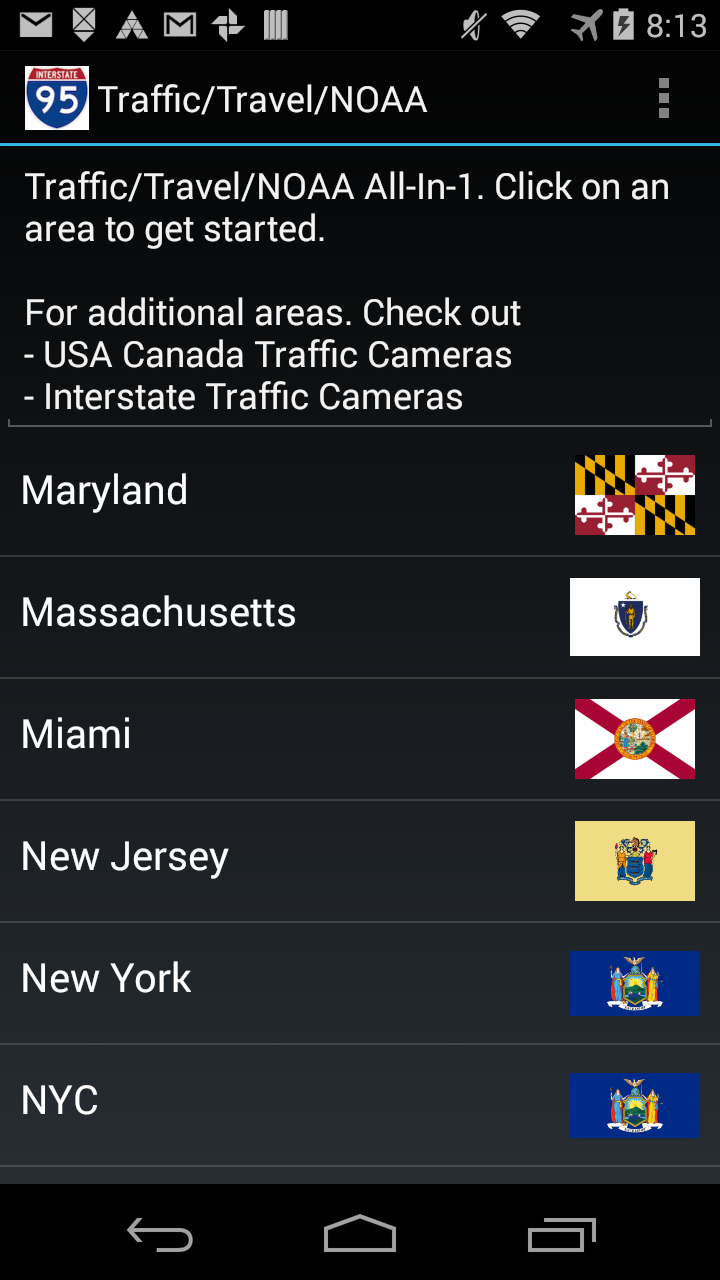 Android application I-95 Traffic Cameras Pro screenshort