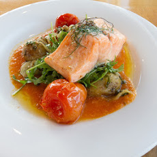 Poached Salmon with Anchovy Dressing
