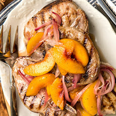 Grilled Rib Pork Chops with Sweet and Tangy Peach Relish