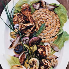 Grilled Mustard-Garlic Chicken with Sausage