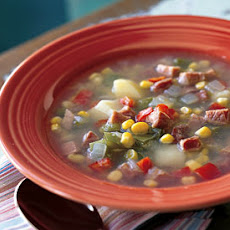 Corn Soup with Potatoes and Smoked Ham