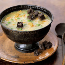 Split Pea Soup with Pumpernickel Croutons