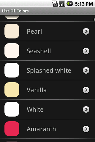 List of Colors Lite