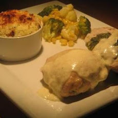 Spinach and Boursin Stuffed Chicken With Alfredo Sauce