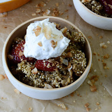 Crunchy Quinoa Baked Oatmeal with Caramelized Strawberries and Coconut