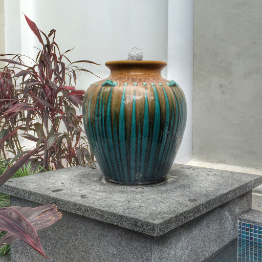 CHIJMES Bronze And Turquoise Potted Fountain