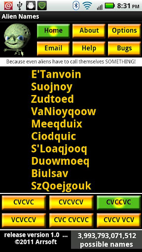 【免費生產應用App】Alien Names-APP點子