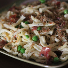 Herb Spätzle with Speck and Peas