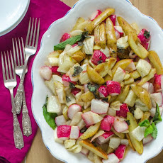 Roasted Potatoes, Fennel & Radishes with Lemon Brown Butter Sauce
