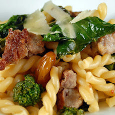 Gemelli with Rapini, Sausage and Raisins
