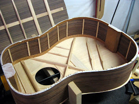 Gluing the back of the guitar