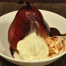 Pears Poached in Red Wine, Cardamom and Orange