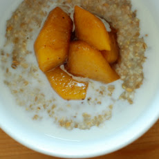 Maple Walnut Steelcut Oatmeal with Peach Compote