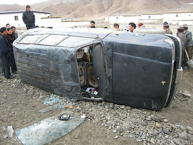 Overturned Landcruiser