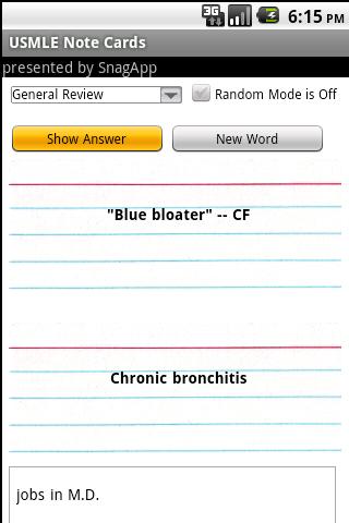 USMLE Note Flash Cards