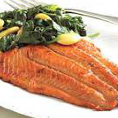 Ginger Salmon with Garlicky Butter Beans and Spinach