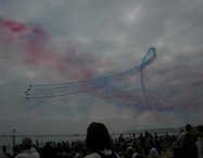 The arrows with their red, white and blue smoke trails. Apparently they have 1 minute of the red and blue smoke and 5 minutes of white smoke in their tanks