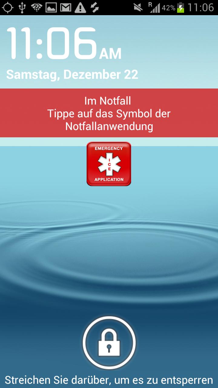 Android application In Case of Emergency (ICE) screenshort