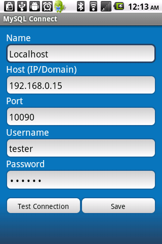 mysql-connect for android screenshot