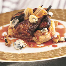 Warm Black Mission Fig, Walnut Crunch, and Blue Cheese Tartlets