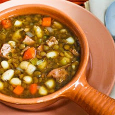 Cannellini Bean and Lentil Stew with Ham