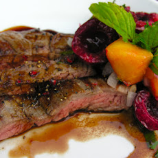 Simple cherry sangria salsa with steak