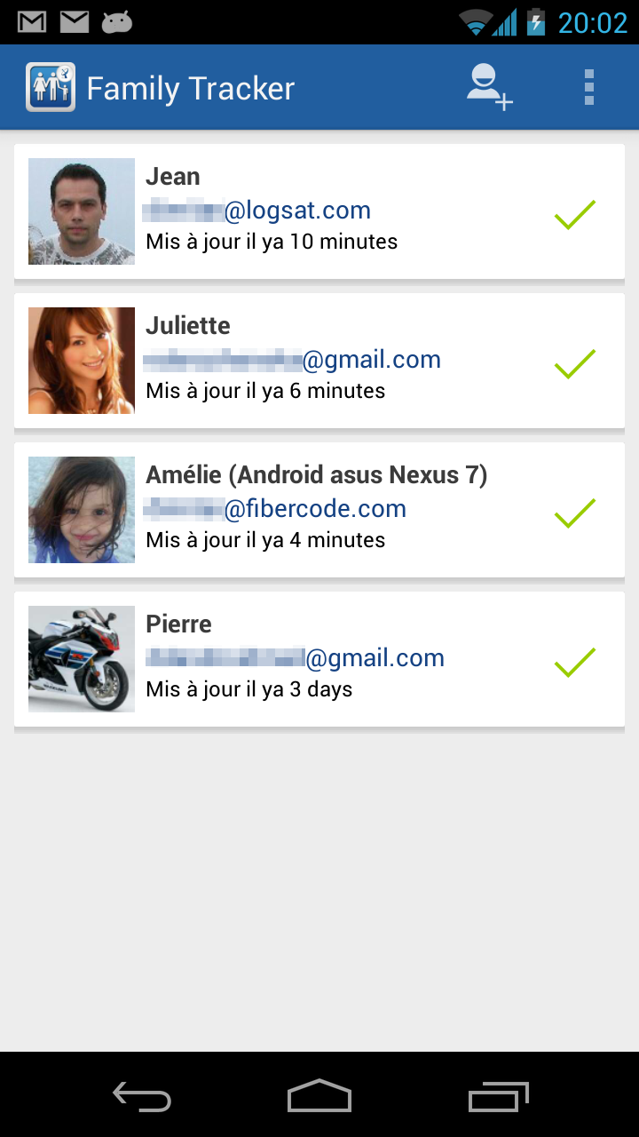 Android application Family Tracker screenshort