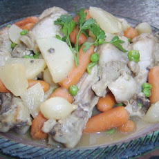 Braised Chicken With Baby Vegetables and Peas